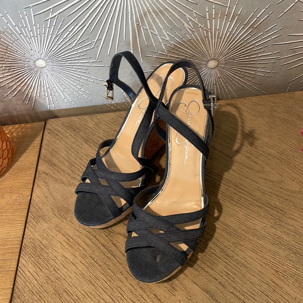 Jessica Simpson 9M denim cork wedges